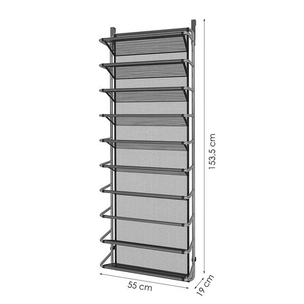 Schoenenrek Hangend 10 Laags Zwart / Zilver