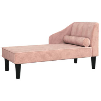vidaXL Chaise longue met bolster fluweel roze