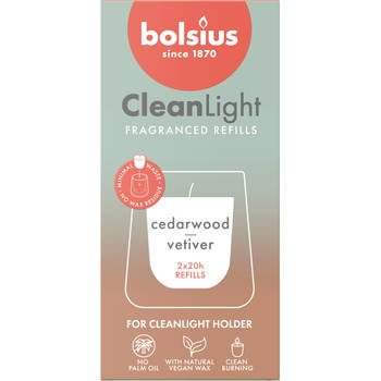 Bolsius geurkaars Clean Light navulling s/2 - Cedarwood Vertiver