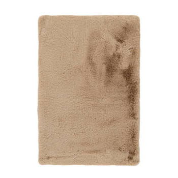 Kayoom - Hoogpolig Badkamer Tapijt - Wasbaar - Beige - 65 x 100cm - Antislip - Douchemat - Badmat - WC mat