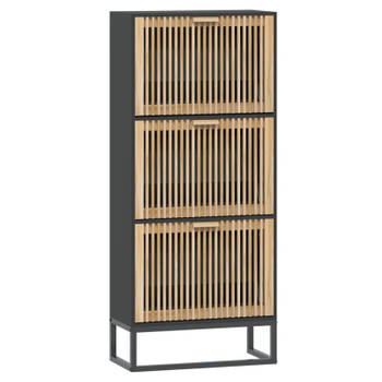 vidaXL Schoenenkast 52x25x120 cm bewerkt hout zwart