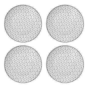 HAES DECO - Dinerborden set van 4 - Formaat Ø 26x2 cm - Porselein - Small Dots