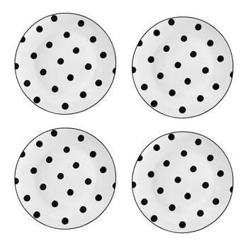 HAES DECO - Dinerborden set van 4 - Formaat Ø 26x2 cm - Porselein - Big Dots