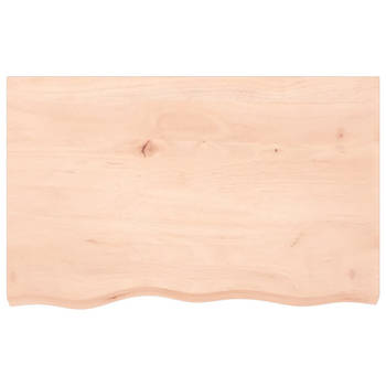 The Living Store Wandplank Rustieke Stijl - Massief Eikenhout - 80 x 50 x 6 cm - Natuurlijke Rand