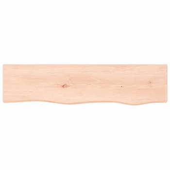 The Living Store Wandplank - Eikenhout - 80 x 20 x 2 cm - Rustieke stijl - Onbehandeld - Met natuurlijke rand