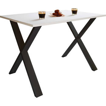 XonaX eetkamertafel 140x50cm wit, zwart.