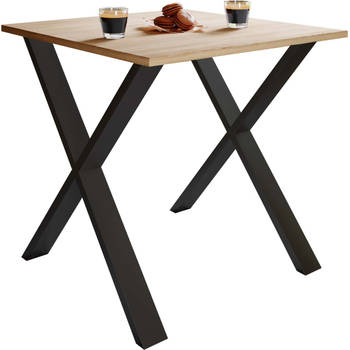 XonaX eetkamertafel 80x80cm eik decor, zwart.