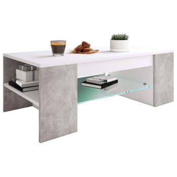 Tunas salontafel 1 plank wit, beton decor.