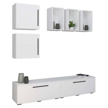 ArilaL TV-meubel 4 deuren 3 planken wit.
