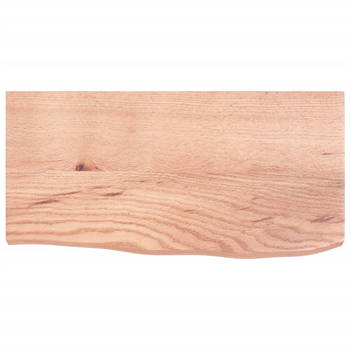 The Living Store Wandplank Eikenhout - 60 x 30 x 4 cm - Lichtbruin - 20 kg draagvermogen