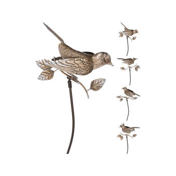 Tuinprikker vogel op stok brons