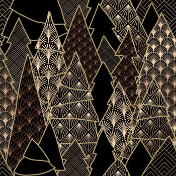 Ambiente kerst thema servetten - 40x st - 33 x 33 cm - zwart/goud - Feestservetten