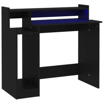 vidaXL Bureau met LED-verlichting 97x45x90 cm bewerkt hout zwart