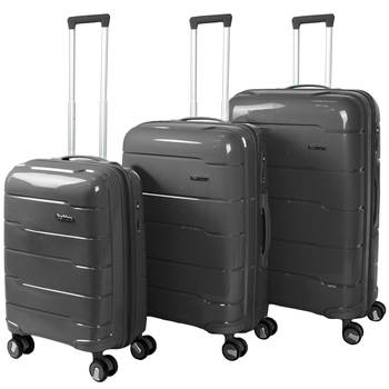 Lucceti - Kofferset 3-delig - Handbagage - Met wielen - Koffers - Premium PP kwaliteit - Trolley - Florence - Grijs