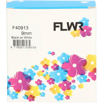 FLWR Dymo 40913 zwart op wit breedte 9 mm labels