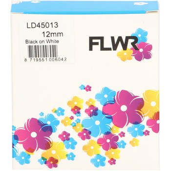 FLWR Dymo 45013 zwart op wit breedte 12 mm labels