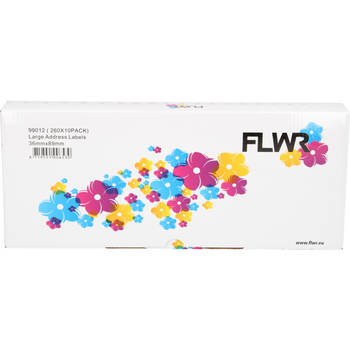 FLWR Dymo 99012 10-Pack 36 mm x 89 mm wit labels