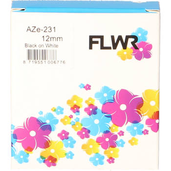 FLWR Brother TZE-231 zwart op wit breedte 12 mm labels