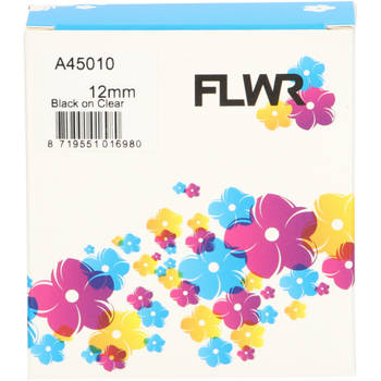 FLWR Dymo 45010 zwart op transparant breedte 12 mm labels