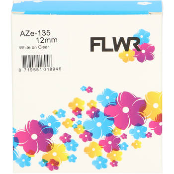 FLWR Brother TZE-135 wit op transparant breedte 12 mm labels
