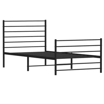 vidaXL Bedframe met hoofd- en voeteneinde metaal zwart 100x190 cm