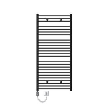 Elektrische badkamerradiator met verwarmingselement 900W 750x1500 mm antraciet recht met zijaansluiting &