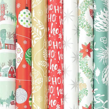 Benza cadeaupapier - inpakpapier kerstpapier K632 - 2 meter x 70 cm - 7 rollen