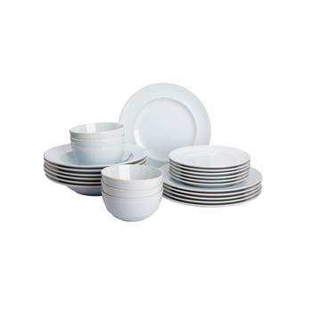 Palmer Serviesset Barolo Stoneware 6-persoons 24-delig Lichtblauw