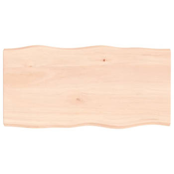 vidaXL Tafelblad natuurlijke rand 100x50x(2-4) cm massief eikenhout