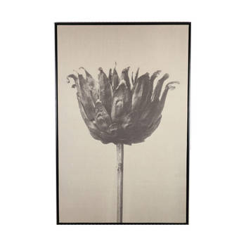 DKNC - Wanddecoratie bloemen Rosa - Linen - 78x118x3.5cm - Zwart