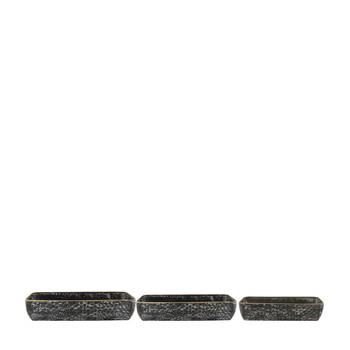 DKNC - Plantenbakken Ravenna - Metaal - Plastic - 58x19x11.5 cm - Set van 3 - Zwart