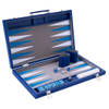 Backgammon Spel - 15 Inch - Grijs, Blauw & Wit - Ingelegd