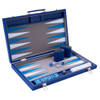 Backgammon Spel - 18 Inch - Grijs, Blauw & Wit