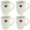 HAES DECO - Set van 4 Mokken - 12x8x10 cm / 350 ml - Porselein - Love Birds