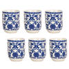 HAES DECO - Mokken set van 6 - Ø 6x8 cm / 100 ml - met Blauw Patroon - Mok