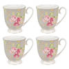 HAES DECO - Mokken set van 4 - 11x8x10 cm / 290 ml - met Bloemen - Soulful Wildflower