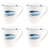 HAES DECO - Mokken set van 4 - 12x9x11 cm / 330 ml - met Vissen - Fishy Blue