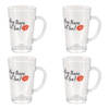 HAES DECO - Mokken set van 4 - 11x8x13 cm / 300 ml - met tekst &quot;Hey there hot tea!&quot; - Red Lips