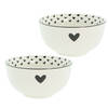 HAES DECO - Set van 2 Soepkommen / Mueslischalen - Ø 14x7 cm / 500 ml - Porselein - Love Birds