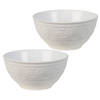 HAES DECO - Set van 2 Soepkommen / Mueslischalen - Ø 16x7 cm / 500 ml - Wit - Keramiek - Diverse servies