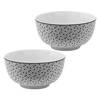 HAES DECO - Set van 2 Soepkommen / Mueslischalen - Ø 14x7 cm / 500 ml - Wit - Porselein - Small Dots