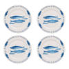 HAES DECO - Dinerborden set van 4 - Formaat Ø 26x2 cm - Porselein - Fishy Blue