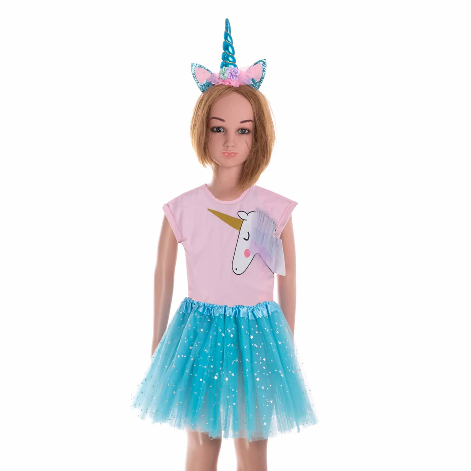 verkleedkleren / carnaval outfit unicorn glitters met tutu blauw | Blokker