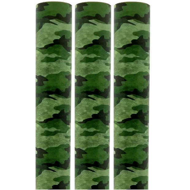Army cadeaupapier - Inpakpapier camouflage groen - 200 x 70 cm - 3 Stuks