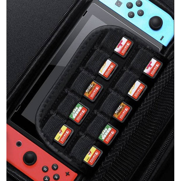 Case geschikt voor Nintendo Switch - Hard Cover - Beschermhoes - Vak voor 10 Spellen - Zwart