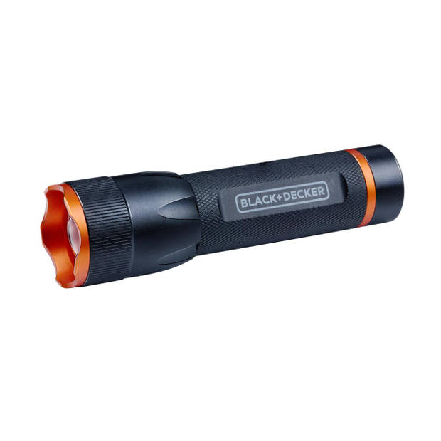 BLACK+DECKER LED Zaklamp 120 Lumen - 3W - 180M Bereik - 3 Lichtstanden: Hoog, Laag, Pulserend - Zwart/Oranje