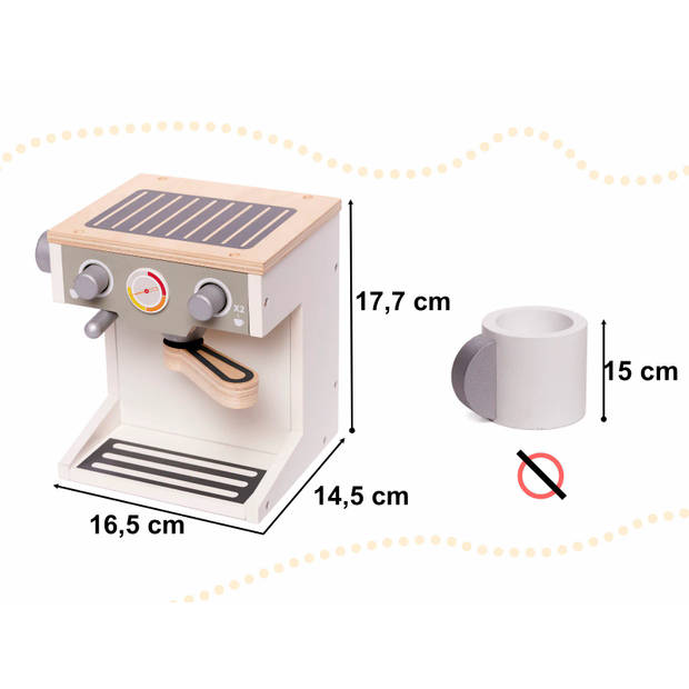 Houten speelgoed espressomachine/ koffiemachine 17.7 x 16.5 x 14.5 cm - Educatief speelgoed - Duurzaam en veilig