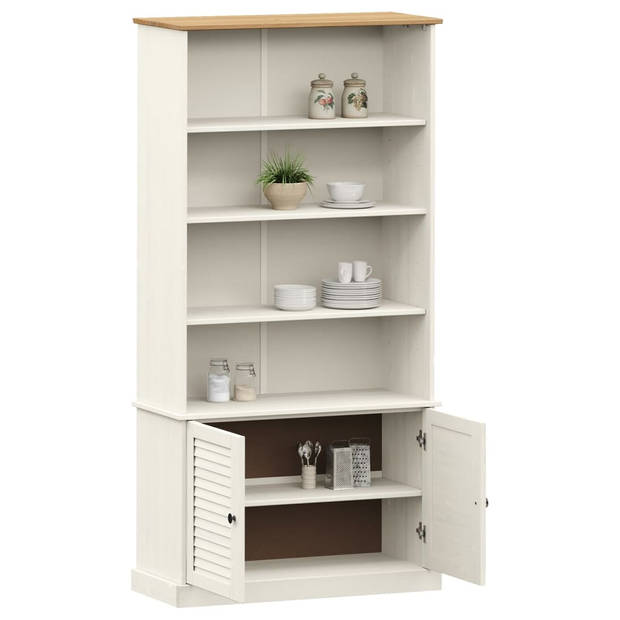 The Living Store VIGO Boekenkast - 85x35x170 cm - Rustieke uitstraling - Massief grenenhout - Metalen knoppen