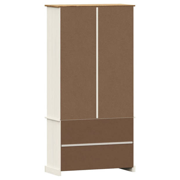 The Living Store VIGO Boekenkast - 85x35x170 cm - Rustieke uitstraling - Massief grenenhout - Metalen knoppen