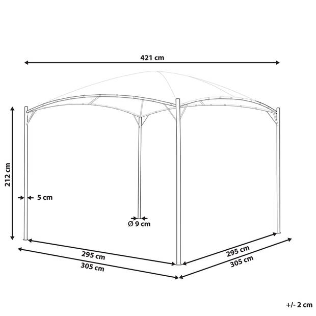 Beliani VOMERO - Tuin pergola-Grijs-Polyester, Staal